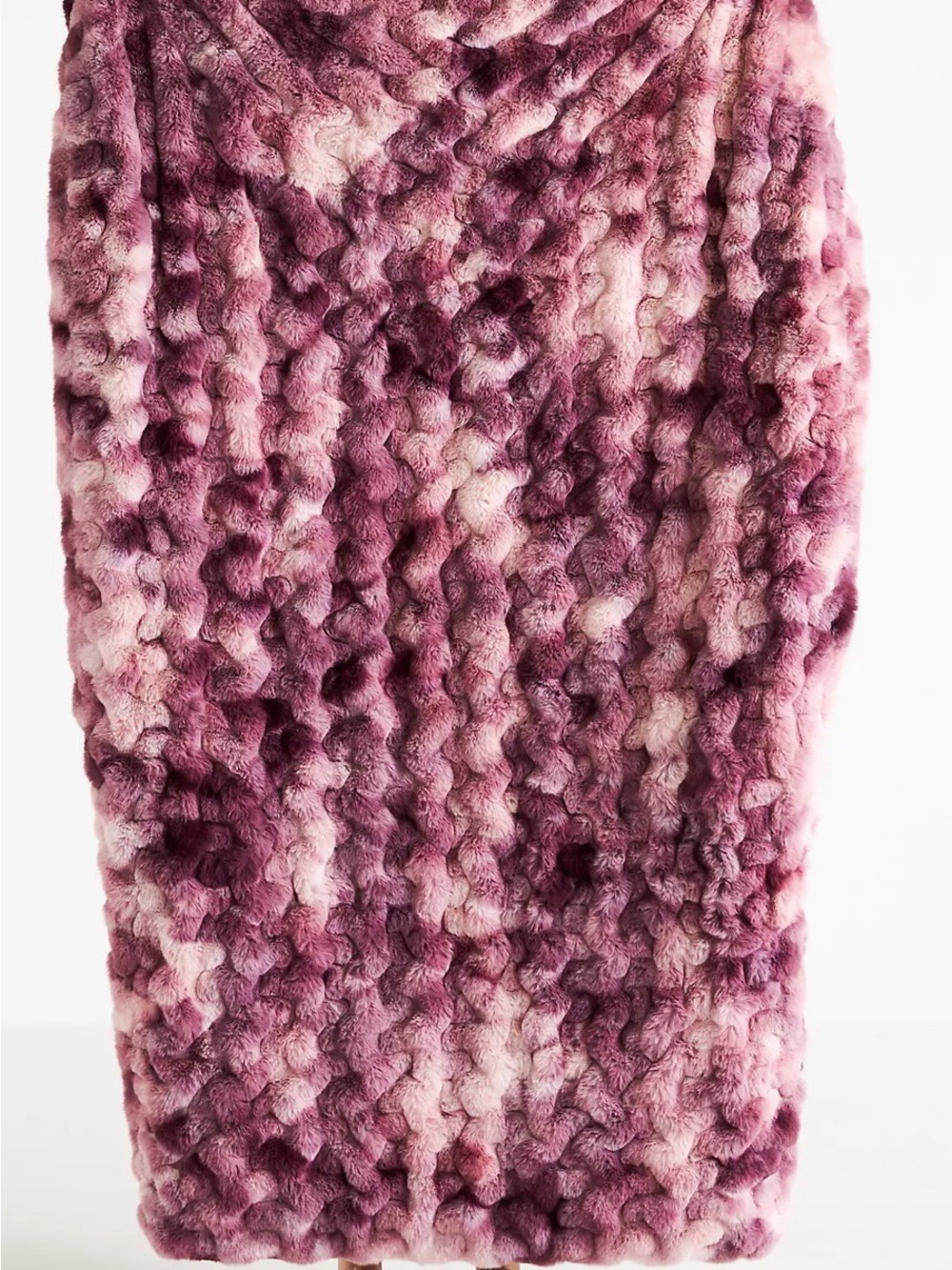 Anthropologie Luxe Faux Fur Throw Blanket Mauve